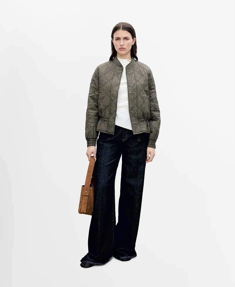 Mango Women's Quilted Bomber Jacket