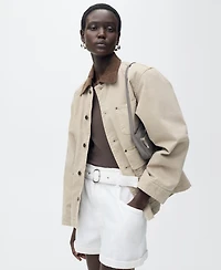 Mango Women's Rolled Hem Paper Bag Shorts