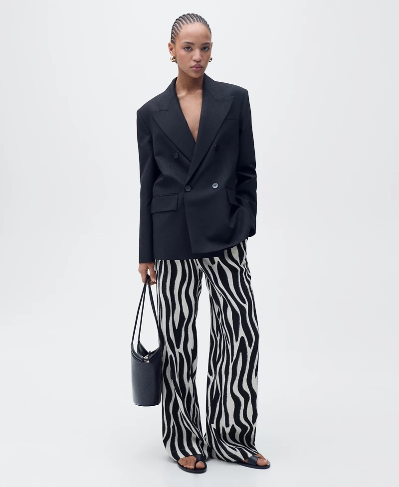 Mango Women's Zebra Print Straight Trousers