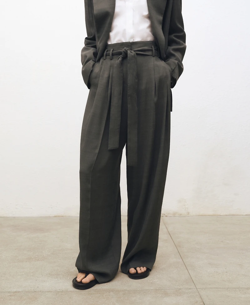 Mango Women's Belted Clips Suit Trousers