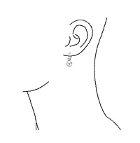 Bling Jewelry Classic Elegant Cz Accent White Glass Simulated Pearl Ball Drop Earrings Hinge Closure Silver Plated