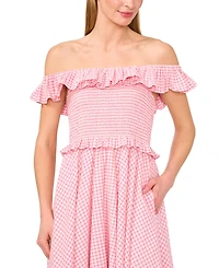 CeCe Women's Off-the-Shoulder Gingham Maxi Dress