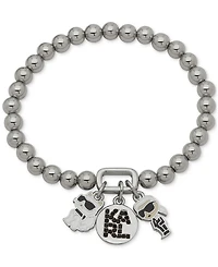 Karl Lagerfeld Paris Pave Logo Multi-Charm Beaded Stretch Bracelet