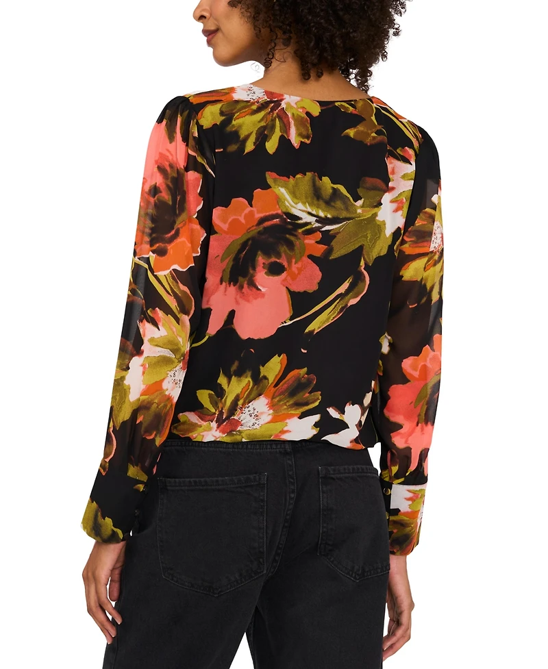 Vince Camuto Women's Split-Neck Wrapped Long-Sleeve Top