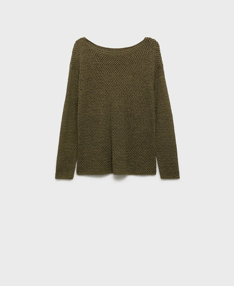 Mango Women's Open-Knit Boat Neck Sweater