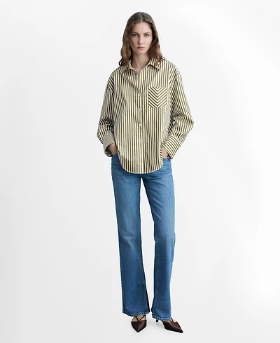 Mango Women's Contrasting Pocket Striped Shirt