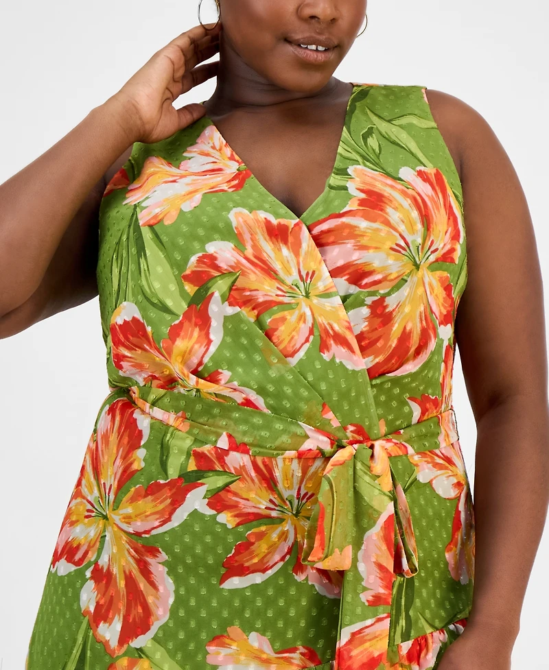 Anne Klein Plus Floral Chiffon High-Low Dress