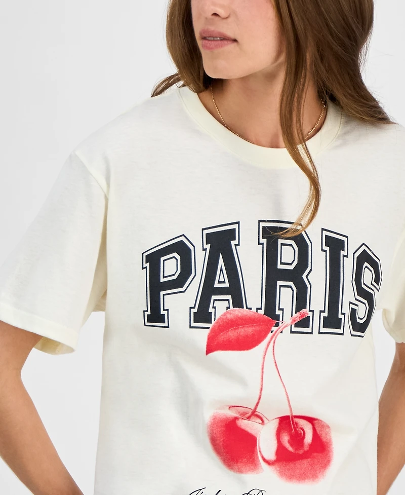 Rebellious One Juniors' Paris Cherry Graphic Print T-Shirt