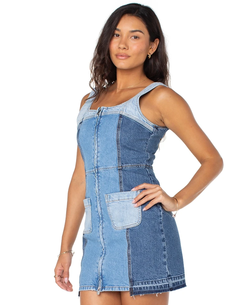 Roxy Juniors' Sami Patchwork Denim Sleeveless Dress