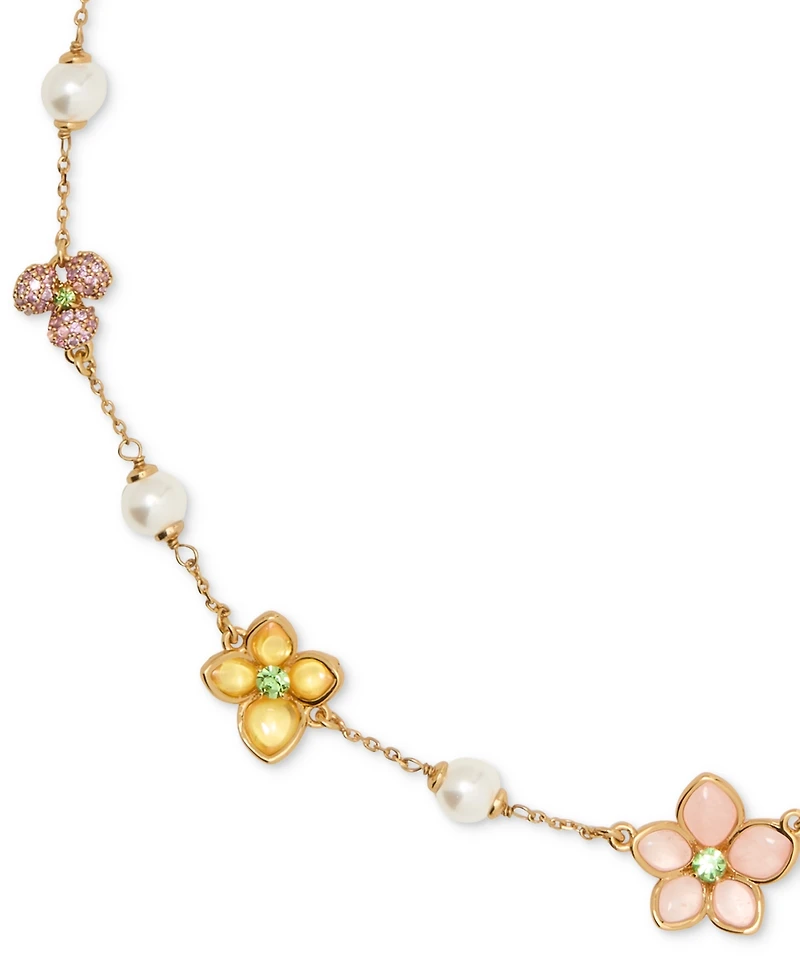 kate spade new york Gold-Tone Pastel Petals Scatter Necklace, 16" + 3" extender