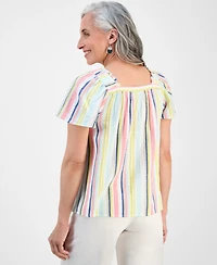 Style & Co Petite Square-Neck Cotton Top, Exclusively at Macy's