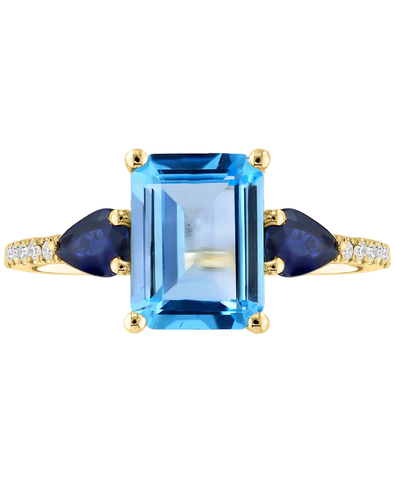 Lali Jewels Multi-Gemstone & Diamond (1/20 ct. t.w.) Ring 14k Yellow Gold