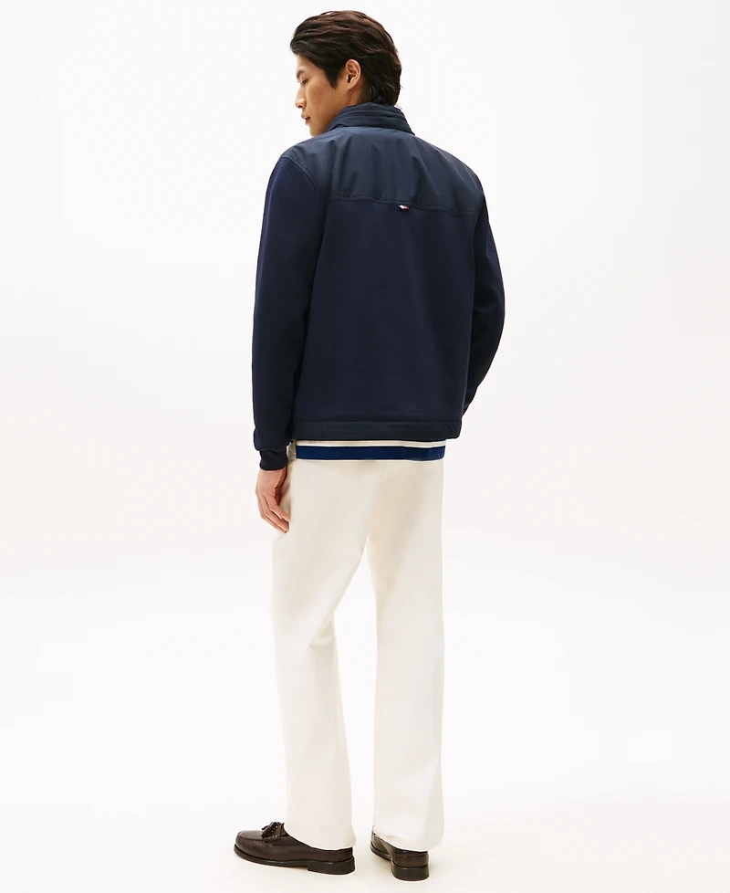 Tommy Hilfiger Men's Relaxed Fit Mixed Media Harrington Jacket