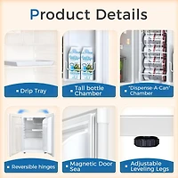 Cowsar Mini Compact Refrigerator with Freezer, 2.6 Cu.Ft. Single Door Adjustable Removable Shelves for Apartment/Dorm/Office