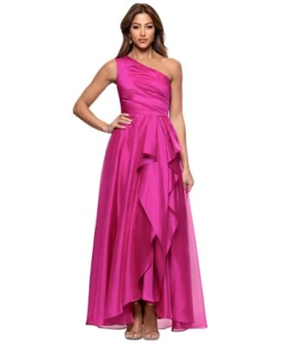 Xscape Womens Metallic Draped One Shoulder Gown