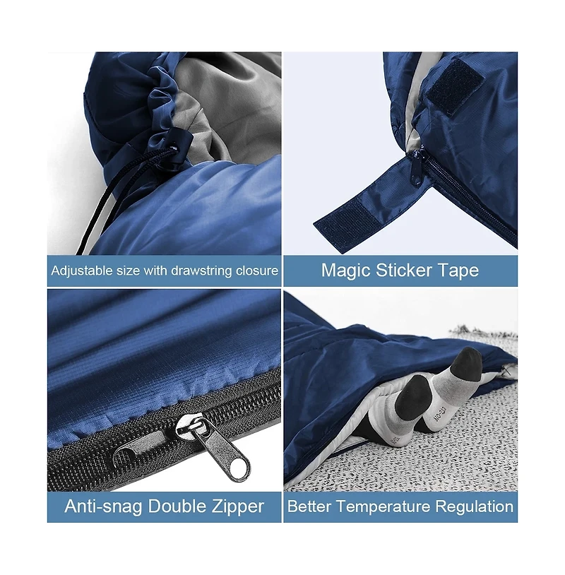 Sleeping Bags Adults Backpacking Lightweight Waterproof Cold Weather Bag Blue