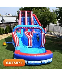 JumpOrange Flash Dual Lane Slide (5 in 1) with Pop Out Fun Slip N Slide