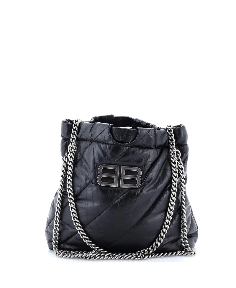 Pre-Owned Balenciaga Xs Crush Chain Tote Quilted Crushed Calfskin