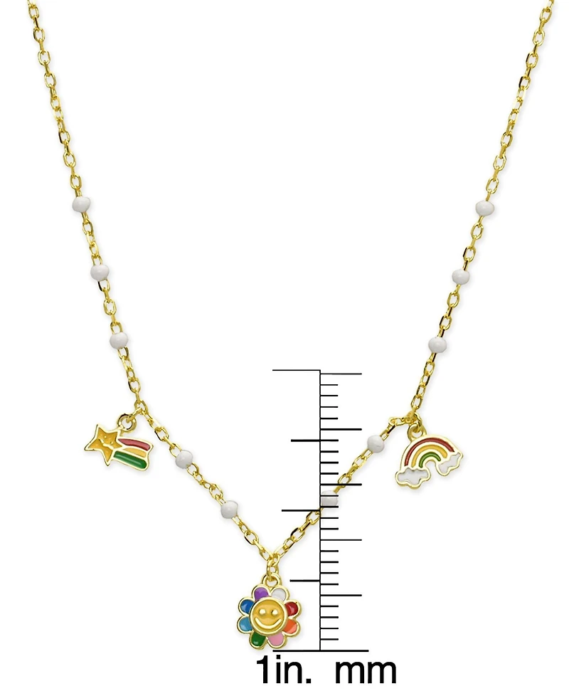 Lily Nily Girls Enamel Rainbow Charm Necklace in 18K Gold over Sterling Silver