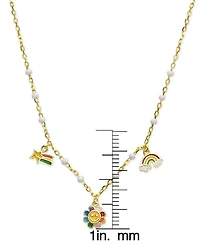 Lily Nily Girls Enamel Rainbow Charm Necklace in 18K Gold over Sterling Silver