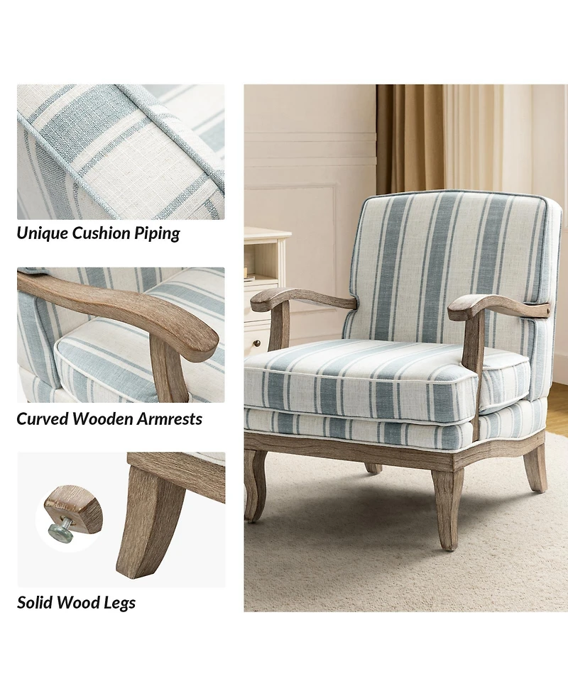 Rinaldo Farmhouse Armchair with Solid Wood Armrests