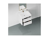 Casainc 24" Wall-Mounted Bathroom Vanity with Sink, Floating Bathroom Storage Cabinet with Stone Resin Countertop and Soft Close Drawers, Natural Oak