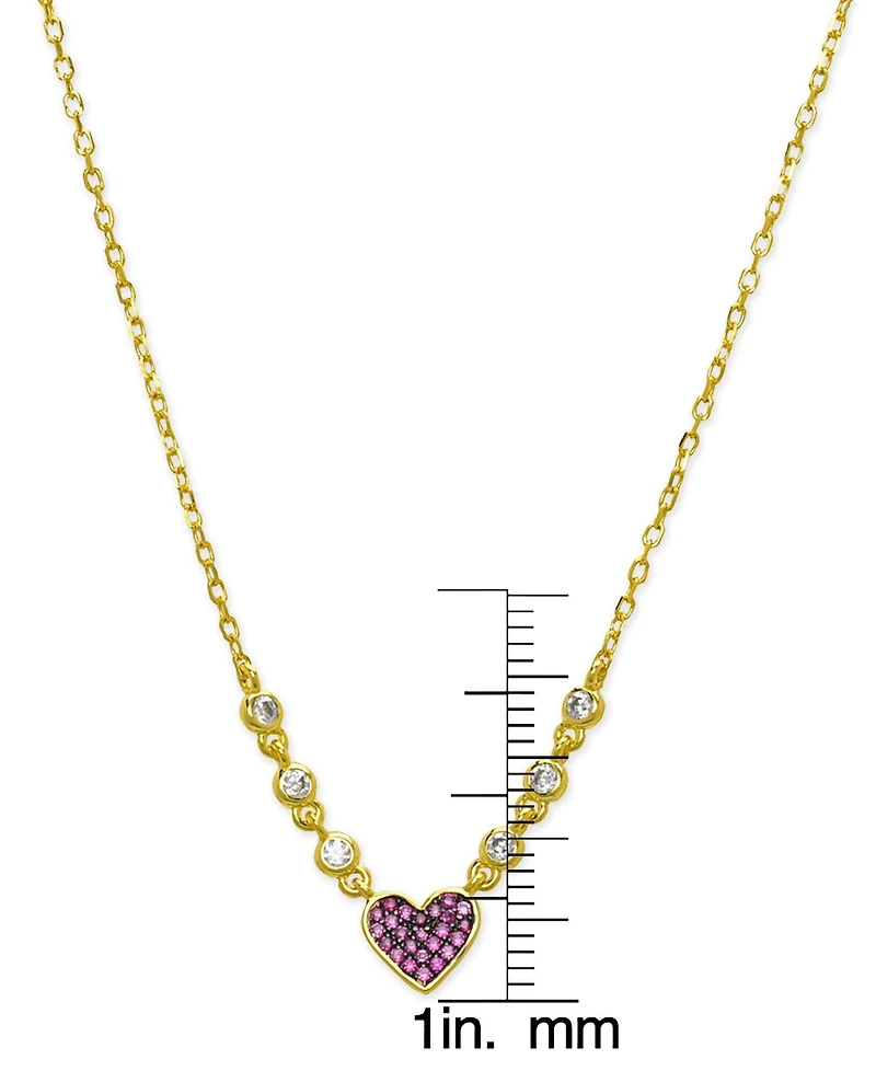 Lily Nily Girls Lab Ruby Heart Necklace in 18K Gold over Sterling Silver