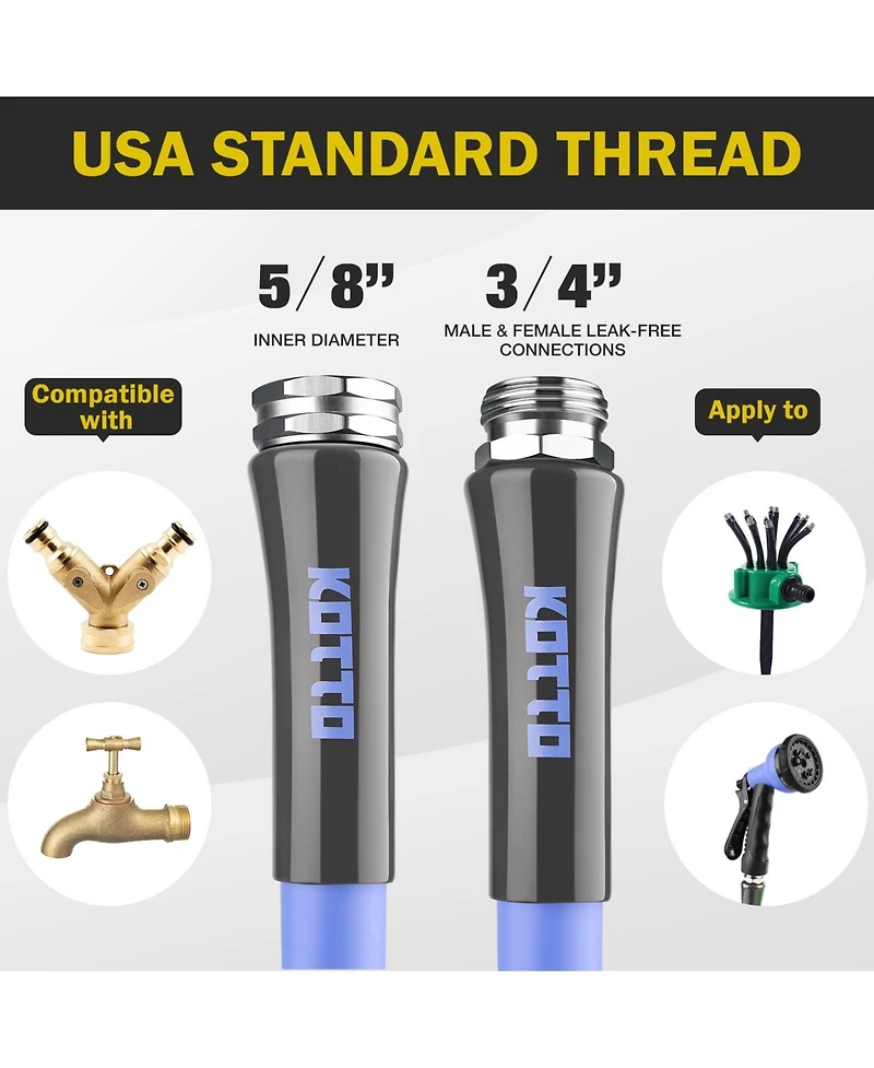 Kotto 50' Expandable Water Garden Hose Leak-Proof, All-Weather Heavy Duty