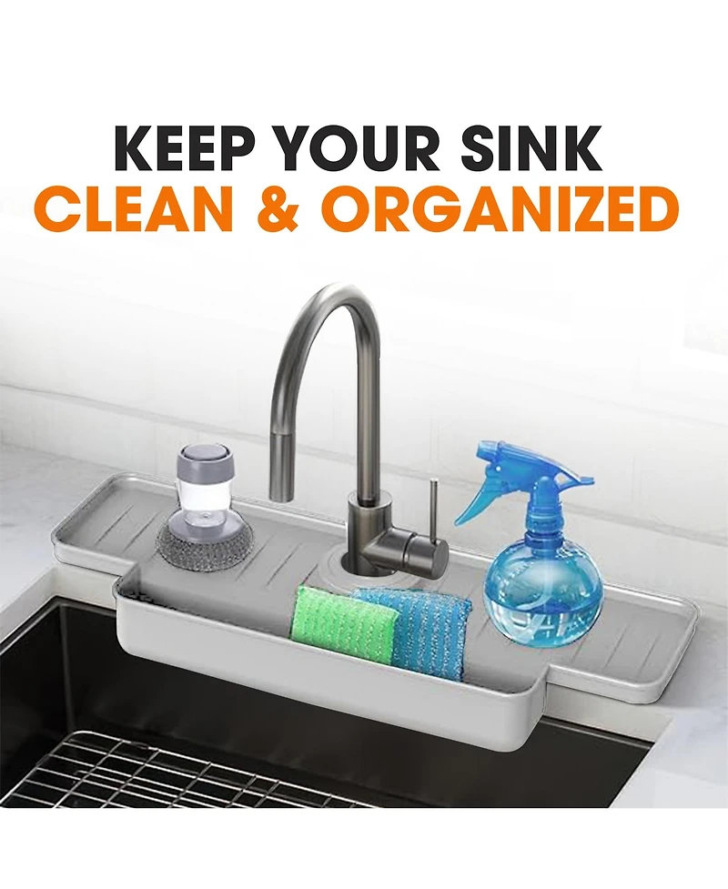 Cheer Collection Silicone Faucet Draining Mat with Soap Holder