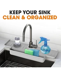 Cheer Collection Silicone Faucet Draining Mat with Soap Holder