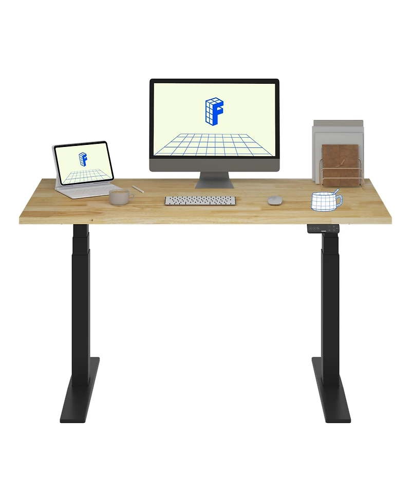 Flexispot E7-commercial W Electric Adjustable Standing Desk, Rubber Wood Top