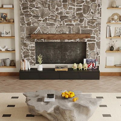 Retractable Tv Stand with 4 Drawers, Entertainment Center and Media Console