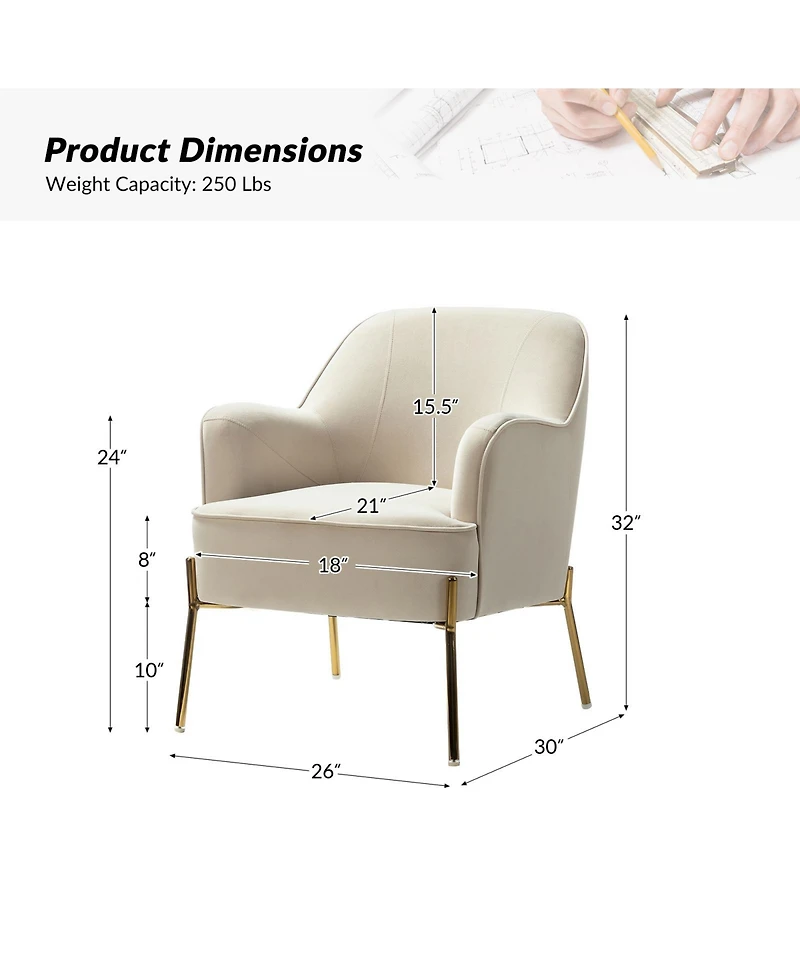 Barbara Wooden Arm Chair with Metal Legs