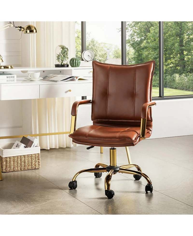 Modern Home Office Desk Chair with Golden Legs
