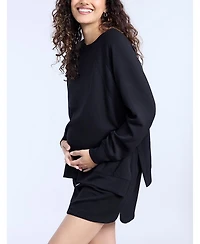 Motherhood Maternity Long Sleeve With Side Slits Scuba Raglan Top