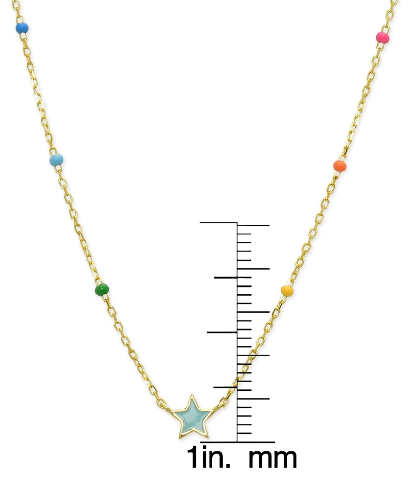 Lily Nily Girls Blue Enamel Star Necklace in 18K Gold over Sterling Silver