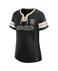 Fanatics Women's Black Vegas Golden Knights Iconic Athena Lace-Up T-Shirt