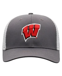 Top of the World Men's Gray/White Wisconsin Badgers Victory Baseline Trucker Adjustable Hat
