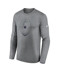 Nike Men's Heather Gray Dallas Cowboys Icon Legend Performance Long Sleeve T-Shirt