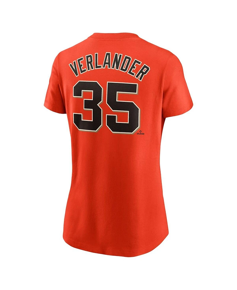 Nike Women's Justin Verlander Orange San Francisco Giants Fuse Name Number T-Shirt