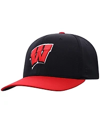 Top of the World Men's Black Wisconsin Badgers Reflex Fitted Hat
