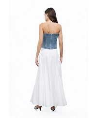 Nocturne Women's Stoned Strapless Denim Crop Top