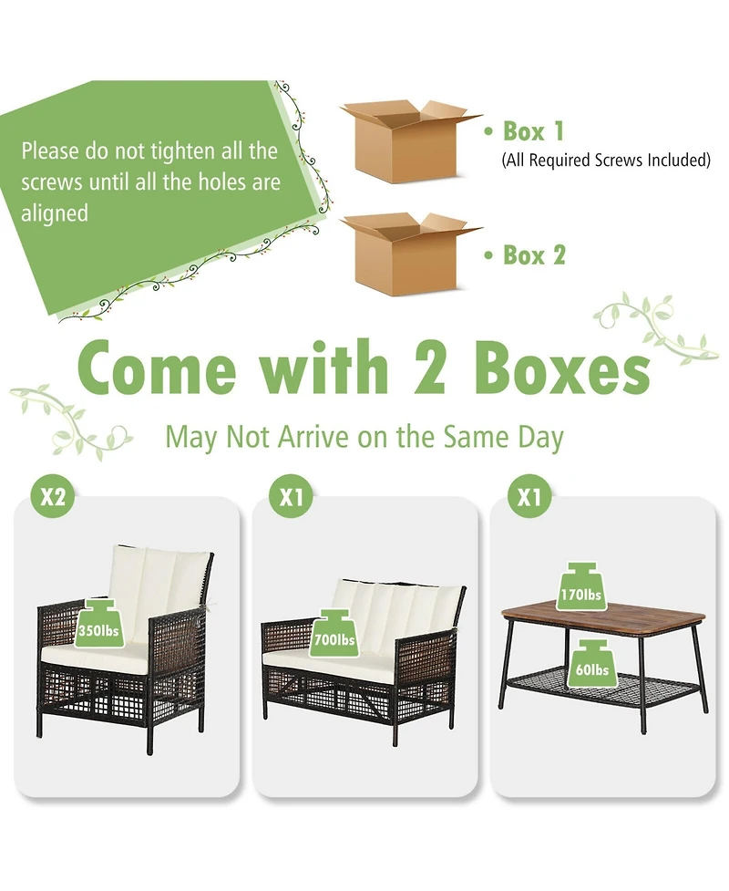 Gymax 8 Piece Patio Pe Wicker Conversation Furniture Set w/ Acacia Wood Tabletop & Cushions