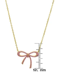 Lily Nily Girls Lab Ruby Bow Necklace in 18K Gold over Sterling Silver