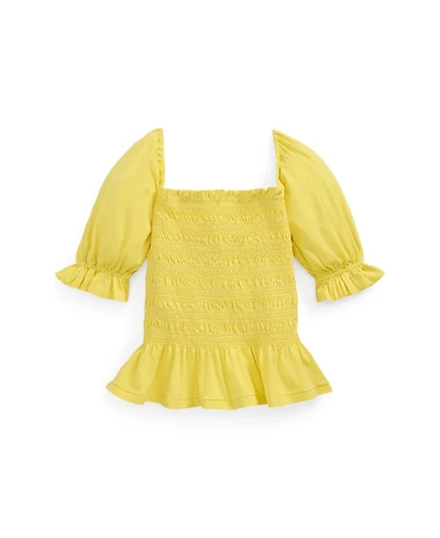 Polo Ralph Lauren Big Girls Smocked Jersey Peplum Top