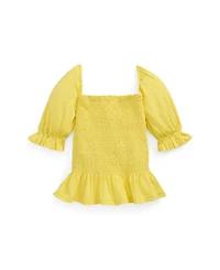 Polo Ralph Lauren Big Girls Smocked Jersey Peplum Top