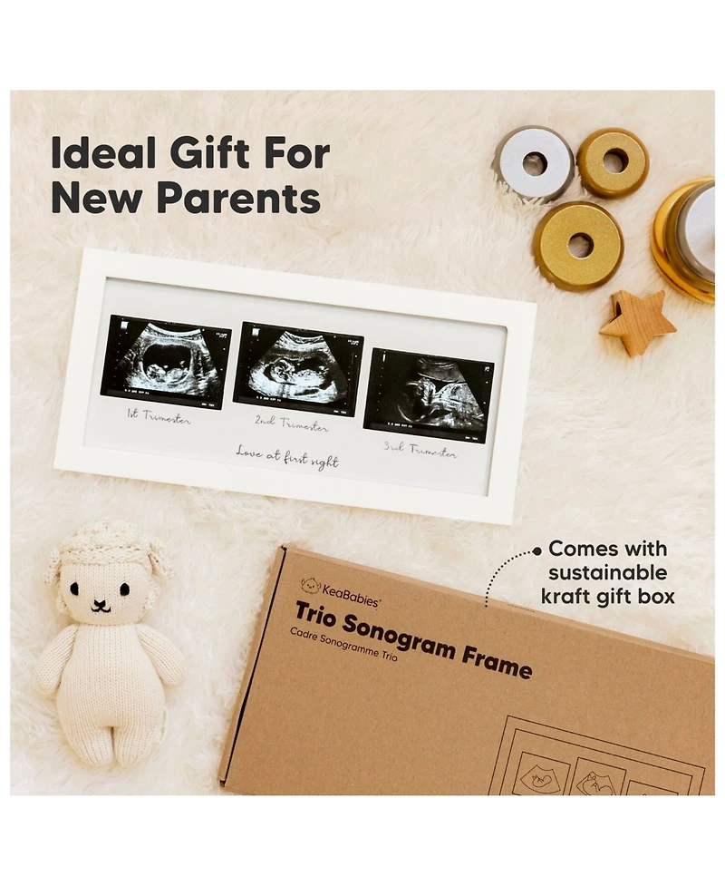 KeaBabies Trio Baby Sonogram Picture Frame, Ultrasound Frames for Nursery, Mom to Be Gifts