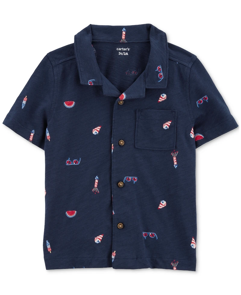 Carter's Toddler Boys 4th of July Icons Cotton Button-Down Shirt