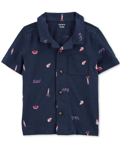 Carter's Toddler Boys 4th of July Icons Cotton Button-Down Shirt