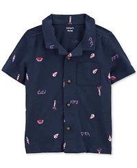 Carter's Toddler Boys 4th of July Icons Cotton Button-Down Shirt